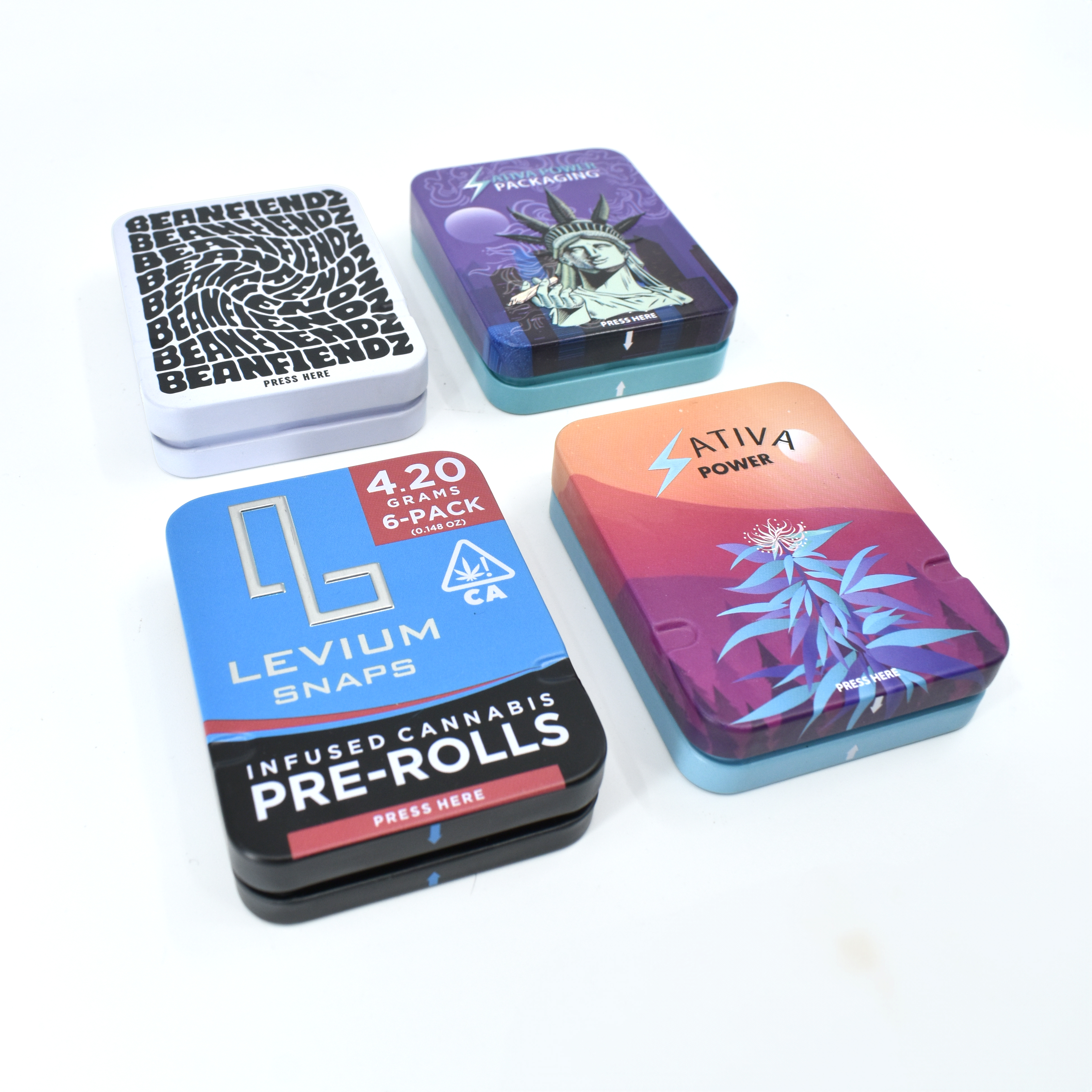 child-resistant pre roll tin v5 snap tin tactile cannabis packaging