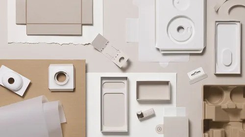 image of google's new plastic-free packaging laid out on a table